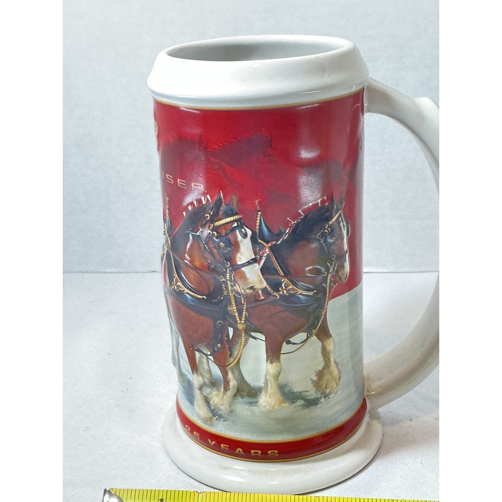 Budweiser 2004 Holiday Stein 25th Anniversary Clydesdales CS608 Ceramarte Mug